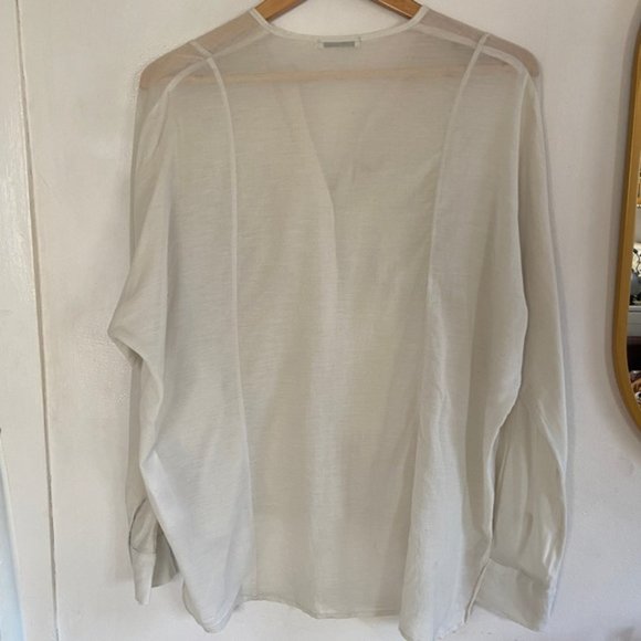 James Perse semi-sheer silk blend boxy relaxed fit oversized button down blouse - Picture 11 of 15